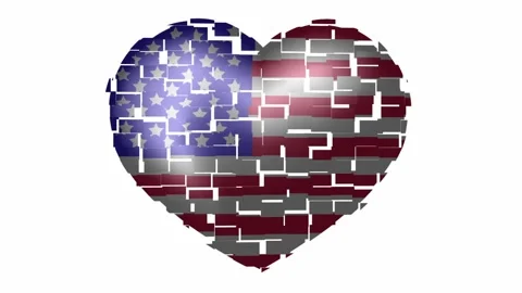 Animated US flag in heart shape. Flag of USA animated banner. Stock Footage 146894741