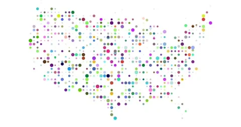 Animated USA Map in Falling Dots Stock Footage 312263891