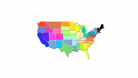 Animated USA map with states Stock Footage 134129446