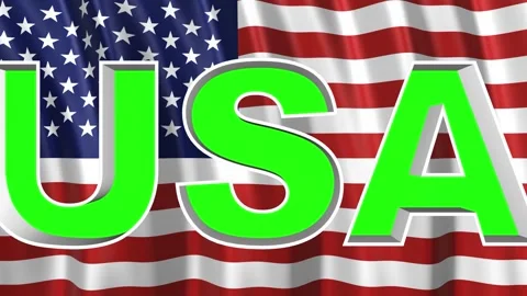 Animated USA text in front of the US flag Stock Footage 273511869