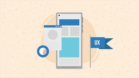 Animated user experience design concept featuring smartphone mockup with in.. Stock Footage 334265804
