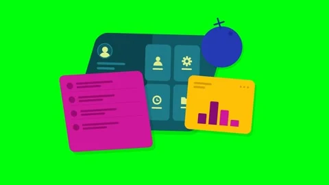 Animated User Interface Elements on Green Screen for Digital Design. Stock Footage 336619861