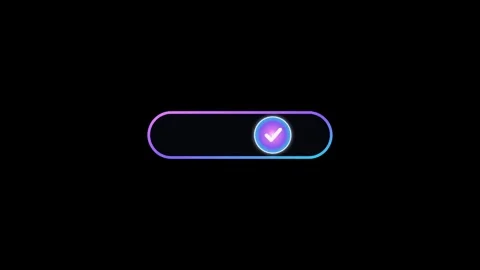 Animated user interface toggle switch with glowing gradient colors and chec.. Stock Footage 345547364
