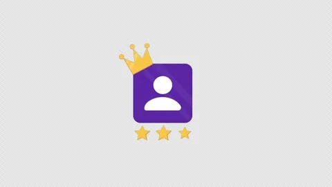 Animated User Profile Icon with Crown and Three Stars Video - Transparent Stock Footage 337309468