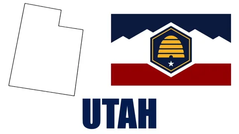 Animated Utah Map &amp; State Flag Showcase Stock Footage 321600751