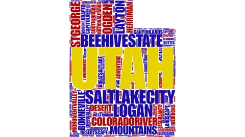 Animated Utah State Map  word cloud Showcase Stock Footage 321601349