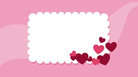 Animated valentine card frame with floating hearts on pink background. Vídeos de archivo 339062566