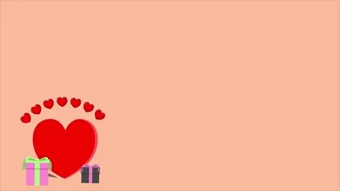 Animated Valentine's day background with red heart and gift box. Stock Footage 285098426