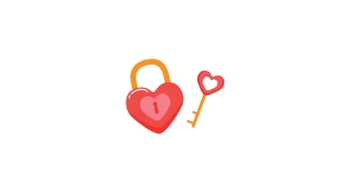 Animated Valentines Day Heart Lock and Key icon background animated, logo symbol Stock Footage 245640076