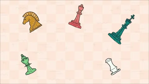 Animated vector chess elements loop featuring hand drawn boiling lines on a Stock Footage 336188124