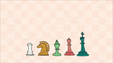 Animated vector chess elements loop featuring hand drawn boiling lines on a Stock Footage 336188371