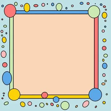 Animated vector framed illustration with colorful bubbles around the frame Stock Illustration