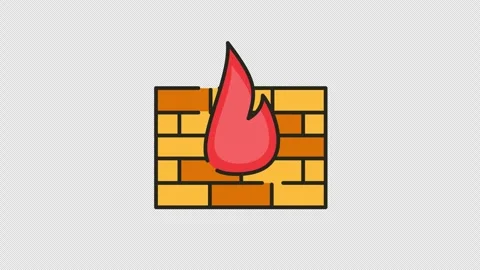 Animated vector icon of a brick wall with red flames in front of it. Animat.. Stock Footage 314480026