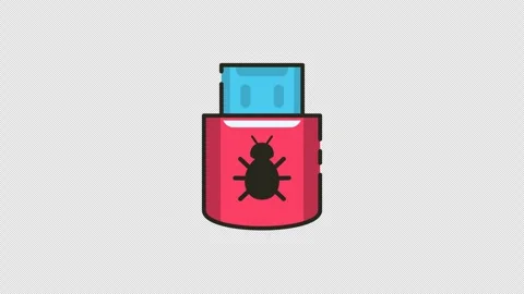 Animated vector icon Bug on USB flash drive icon. Animated icon with Alpha .. Stock Footage 314479949