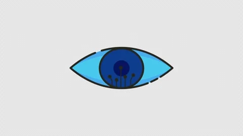 Animated vector icon. Featuring a futuristic blue eye framed by geometric e.. Stock Footage 314480000