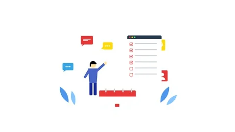 Animated vector illustration of business task management Stock Footage 346806076