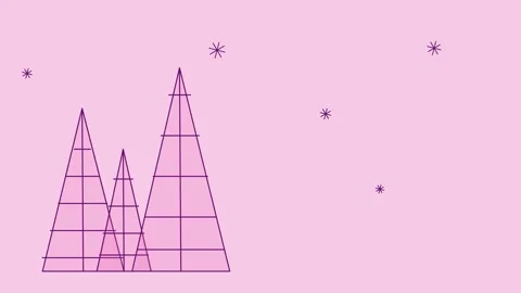 Animated vector trees with falling snow motion graphic background Stock Footage 345729516