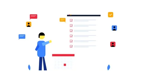 Animated vector video of task management and workflow Stock Footage 346806060