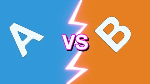 Animated versus battle graphic pitting letter A against B, split by glowing Stock Footage 345275759