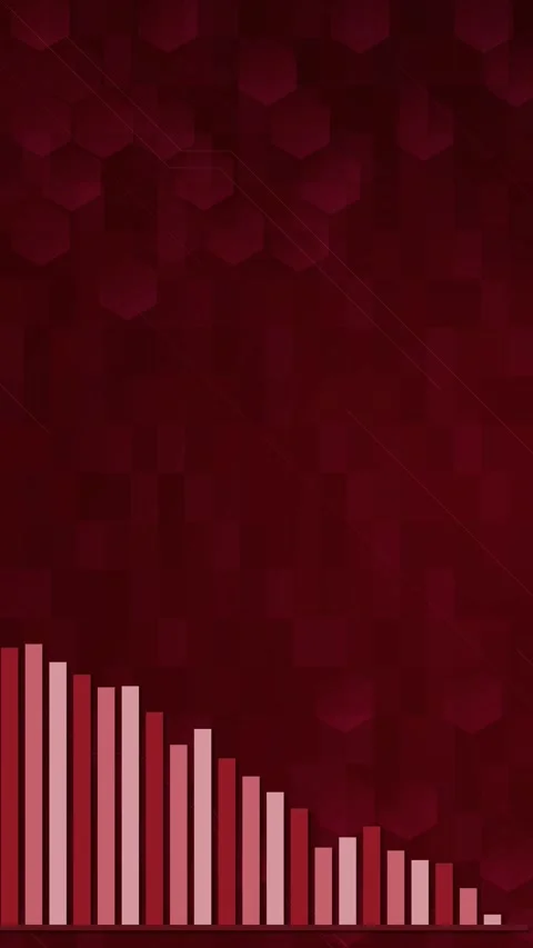 Animated Vertical Bar Graph Decreasing on Red Hexagon Background 库存影片 320935214
