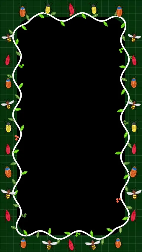 Animated Vertical Botanical Vine Border with Insects and Copy Space Stock Footage 347357927