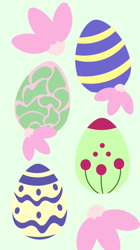 Animated Vertical Easter Eggs and Pink Flowers Loop for Stories Vídeo Stock 330067494