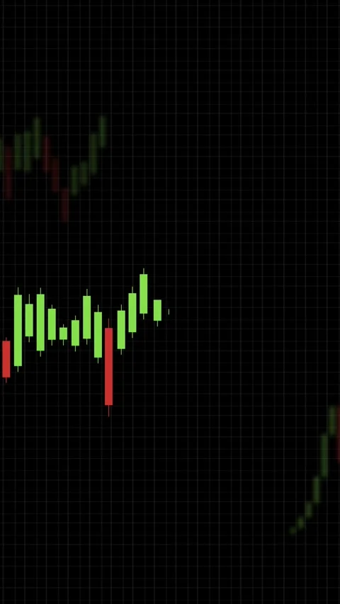 Animated Vertical Financial Candlestick Chart on Black Background Stock Footage 321670704