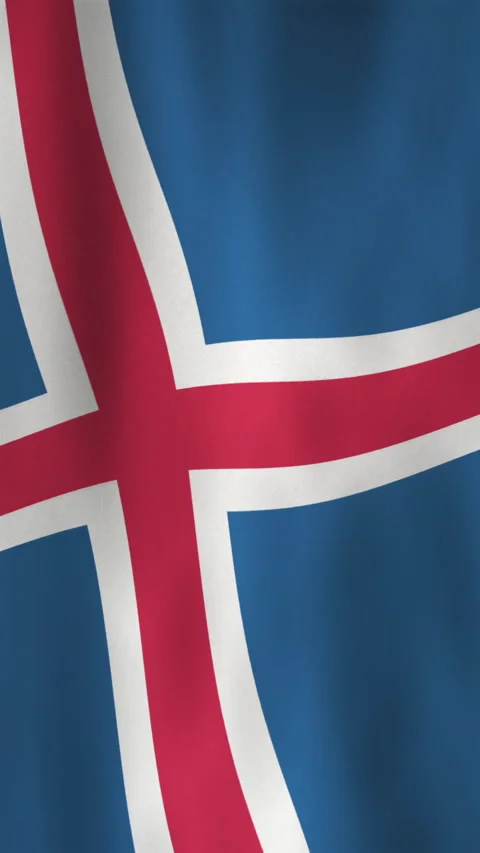 Animated Vertical Flag of Iceland Waving Background in Blue Red and White Tones Stock Footage 303433988