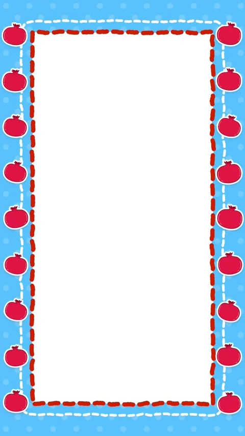 Animated Vertical Frame with Apple Pattern and Stitched Notebook Border Stock Footage 345317186