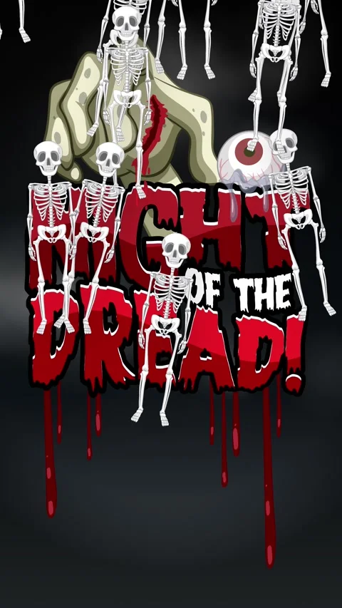 Animated Vertical Halloween Background with Falling Skeletons and Spooky Text Stock Footage 339120557