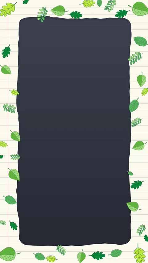 Animated Vertical Hand Drawn Leaves Notebook Paper Frame Border Loop Stock Footage 345705304