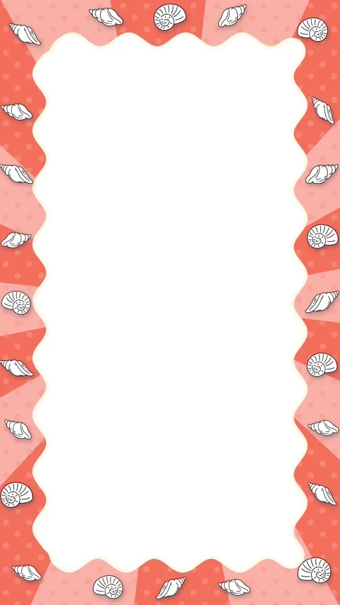 Animated Vertical Seashell Border Loop with Wavy Coral Edge Stock Footage 345197619