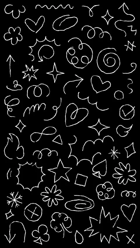 Animated Vertical Sketchy White Chalk Arrows Hearts Stars and Scribbles Loop Stock Footage 303436699