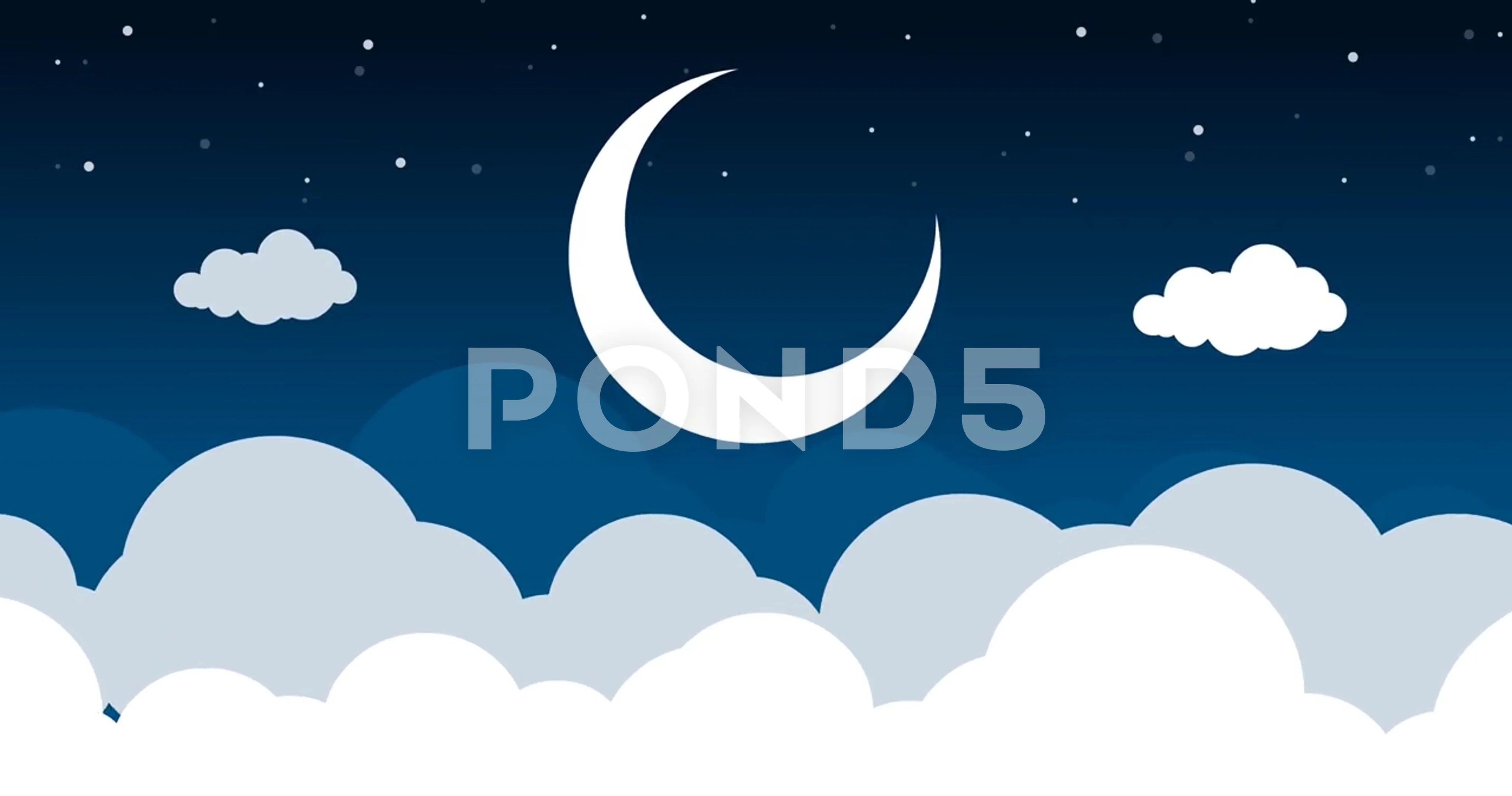 animated video background moon stars and... | Stock Video | Pond5