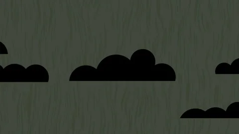 Animated video of black cartoon clouds moving across a dark green textured .. Stock Footage 340537986