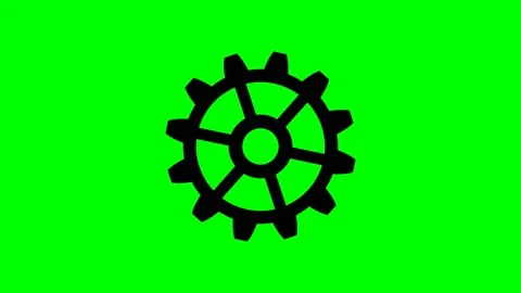 Animated video of a black gear rotating clockwise and anticlockwise Stock Footage 228656380