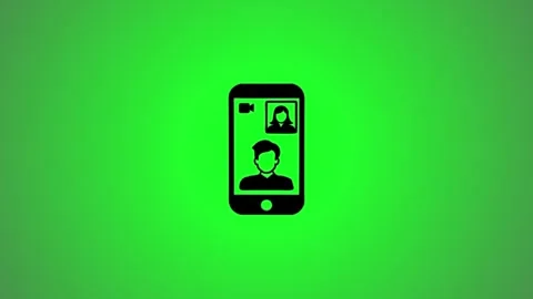 Animated video call icon on mobile smartphone display over green background.. Stock Footage 346491302