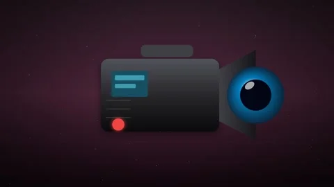 Animated Video Camera with Glowing Blue Eye Lens Vidéo 347966229