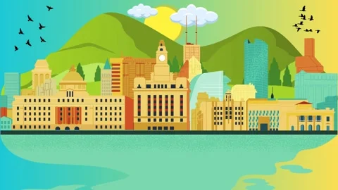 Animated video City view Stock Footage 274568368