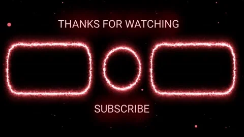 Animated video end screen with glowing red neon outlines, "Thanks for Watching" Stock Footage 319764363