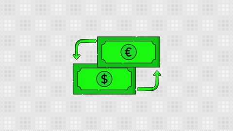Animated video of the exchange rate between euros and dollars Stock Footage 270337138