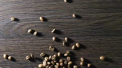  Animated Video of Falling Coffee Beans in Slow Motion.  Stock Footage 170838338