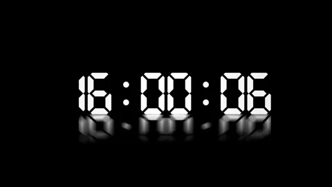 Animated Video of First Minute of 4 o'clock PM Isolated on Dark Background Video stock 326630028