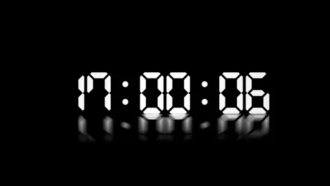 Animated Video of First Minute of 5 o'clock PM Isolated on Dark Background Stock Footage 326630026