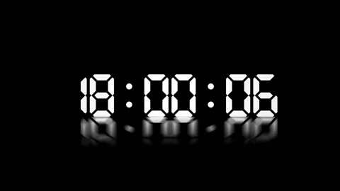 Animated Video of First Minute of 6 o'clock PM Isolated on Dark Background Video stock 326630038