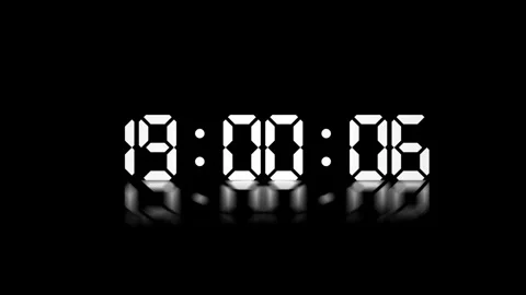 Animated Video of First Minute of 7 o'clock PM Isolated on Dark Background Stock Footage 326630055