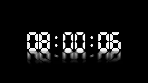Animated Video of First Minute of 8 o'clock AM Isolated on Dark Background Video stock 326629936