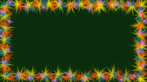 Animated video frame with small multicolored rotating stars on border. Small Stock Footage