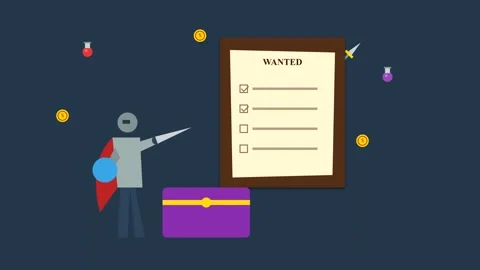 Animated video game character pointing at a wanted poster Stock Footage 346806067