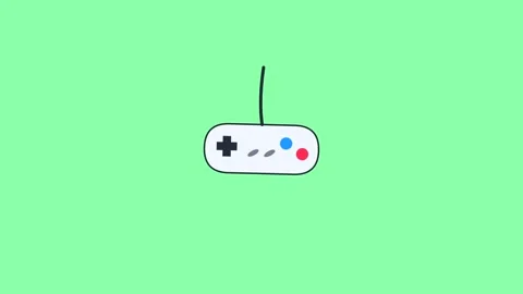 Animated video game controller hanging on green background Stock Footage 346712667